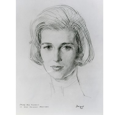 Study in charcoal of HRH Princess Alexandra by Sir William Dargie, 1965 [CLC/DR/062]