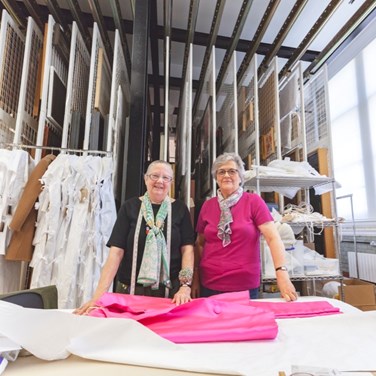 Joan and Sue are volunteers at the Clothworkers’ Centre for the Study and Conservation of Textiles and Fashion at the Victoria and Albert Museum (V&A), Blythe House, which received £1 million from The Company. © Victoria and Albert Museum, London.